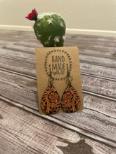 Load image into Gallery viewer, Brown Western Faux Leather Teardrop Earrings