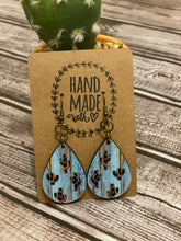 Load image into Gallery viewer, Western Rustic Cactus Teardrop Earrings