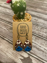 Load image into Gallery viewer, Western Cow Print Turquoise Teardrop Earrings