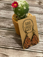 Load image into Gallery viewer, Brown Western Faux Leather Teardrop Earrings