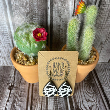 Load image into Gallery viewer, Western Faux Black and White Cowhide Teardrop Earrings