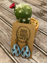 Load image into Gallery viewer, Western Rustic Cactus Teardrop Earrings