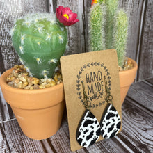 Load image into Gallery viewer, Western Faux Black and White Cowhide Teardrop Earrings