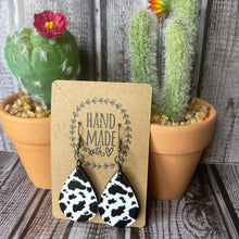 Load image into Gallery viewer, Western Faux Black and White Cowhide Teardrop Earrings