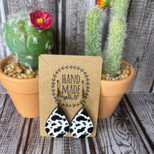 Load image into Gallery viewer, Western Faux Black and White Cowhide Teardrop Earrings