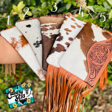 Load image into Gallery viewer, Trinity Cowhide Wristlet
